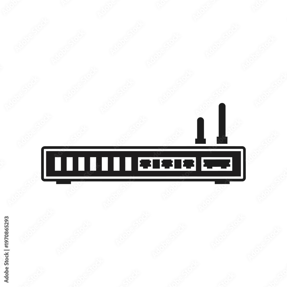 Obraz premium Black Wi-Fi router with antennas.