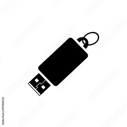 Black USB flash drive device.