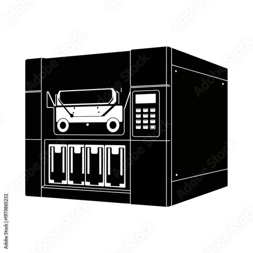 Black Vending Machine with Coins Slot.