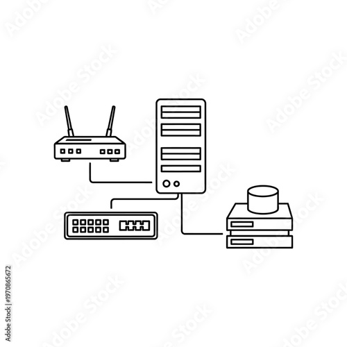Computer Network System With Router.