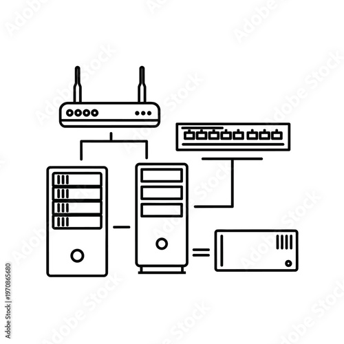 Computer Network System With Router.