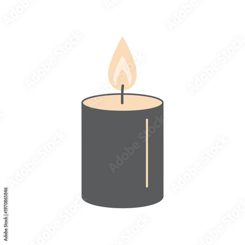 A lit candle with flame burning.