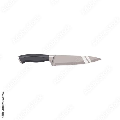 Sharp kitchen knife with black handle 1.
