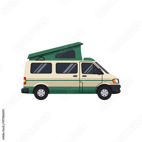 Green and beige camper van vehicle 1.