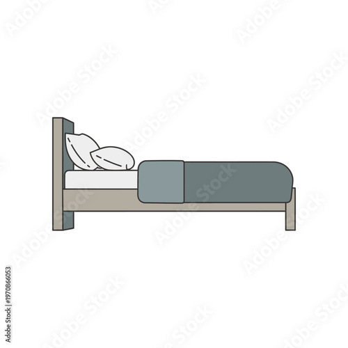 Simple modern bed with pillows.