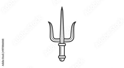 Sai Weapon Icon Outline, Traditional Japanese Martial Arts Tool, Vector Illustration