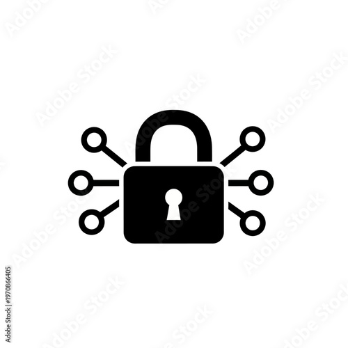 Padlock with keyhole and connected lines.