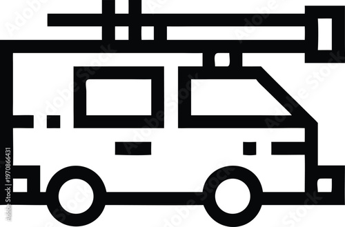 Firefighting Rescue Truck Line Icon Symbolizing Emergency Services