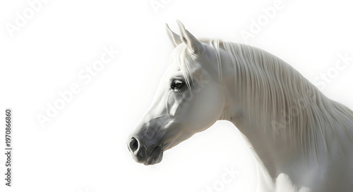 A white horse with a light brown mane