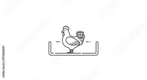 Chicken with Shield Icon: Animal Health, Safety, and Protection Concept