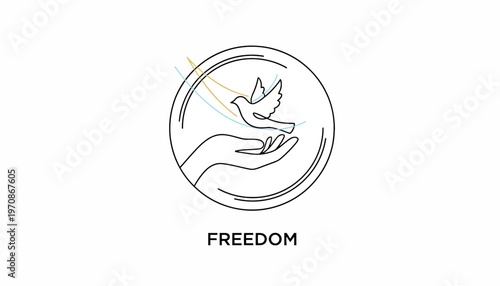Hand Releasing Dove Symbolizing Freedom and Hope, Abstract Light Streaks
