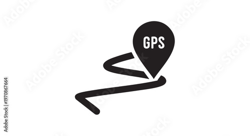 GPS Running Route Location Track Path Pin Marker - Black Filled Icon Vector