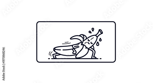 Funny Banana Character Doing Yoga Pose, Healthy Lifestyle Concept