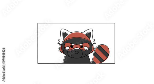 Cute Red Panda Wearing a Red Bandana, Peeking Over a Surface