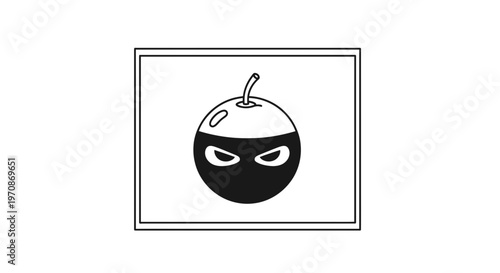 Cartoon Ninja Orange Character with Mask, Stealthy Fruit Icon, Vector Art