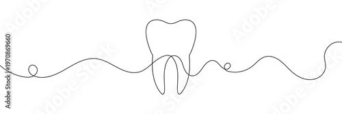 Continuous single line art of teeth and love shape, perfect for minimalist vector illustrations. Teeth and love shape illustration in single line art style, ideal for modern graphic designs.