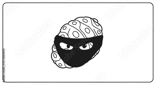 Cartoon Pineapple Bandit Masked with Black Bandana