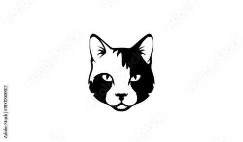 Creative negative space cat head logo vector silhouette
