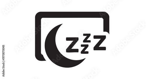 Sleep Tracker Monitor Moon ZZZ Rest Symbol - Black Filled Icon Vector