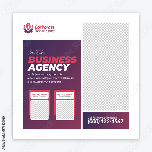 Creative Business Agency Promotional Social Media Post Design Template for Modern Corporate Marketing EPS Vector