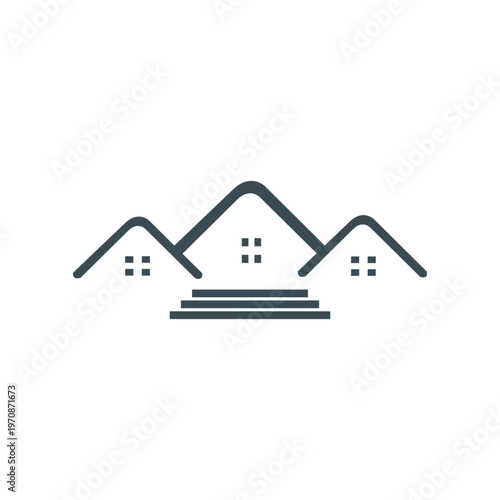 Three houses community minimalist icon design