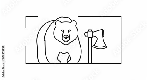 Bear and Axe Icon: Symbol of Strength, Nature, and Danger
