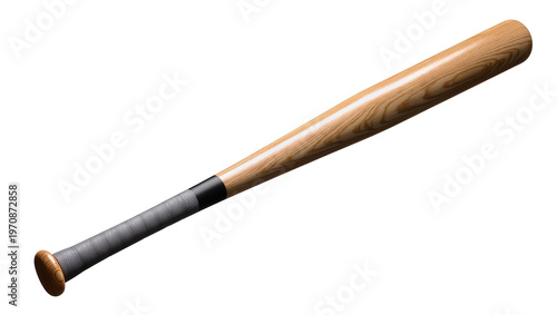 Canvastavla Wooden baseball bat with black grip tape, displaying grain texture and light ref