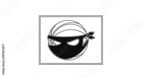 Black Ninja Masked Face Icon, Stealthy Bandit, Mysterious Character, Anonymous Threat