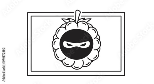 Blackberry Ninja Icon: Mysterious Fruit Character in a Frame