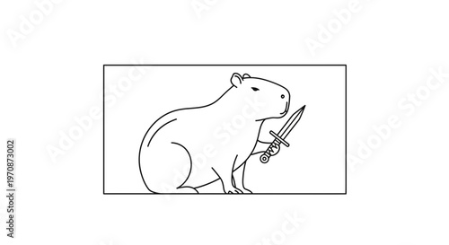 Capybara Holding a Knife, Funny Animal Meme, Cartoon Style