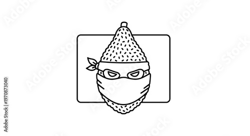 Cartoon Bandit Character Icon with Mask and Hat, Mysterious Criminal Face