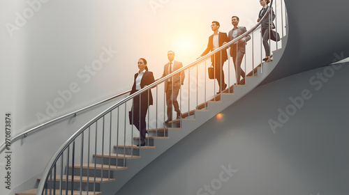 Spiral Staircase Leading to Success Concept for Career Growth and Achievement