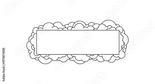 Blank Rectangular Frame Surrounded by Soft Clouds, Copy Space for Text