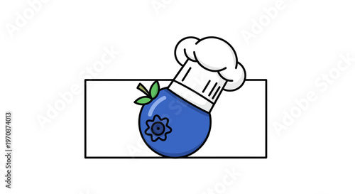 Blueberry Chef Hat Icon: Healthy Food and Culinary Concept