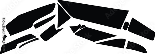 Abstract Geometric Silhouette with Sharp Angular Shapes and Black Minimalist Design
