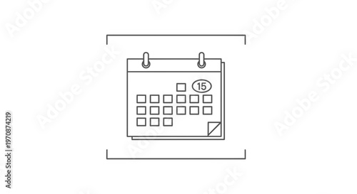 Calendar Icon with Date 15, Simple Line Art for Planning and Scheduling Concepts