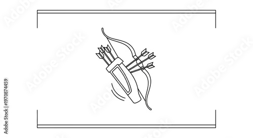 Archery Quiver with Arrows and Bow Line Art Icon