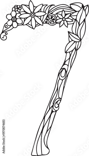 Beautiful Black color English number design 7