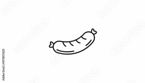 Simple Line Icon of a Sausage on a White Background