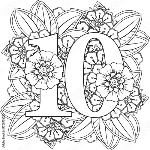 Black color number design and art numeral design 10