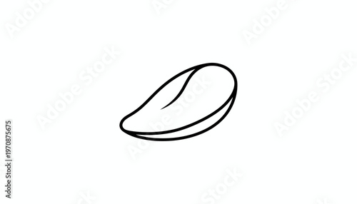 Simple Outline Drawing of a Mussel Shell on White Background