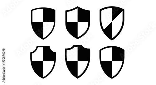 Heraldic shields collection a black and white design set