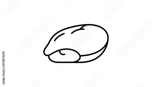 Simple Line Art Icon of a Mussel Shell, Isolated on White Background