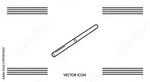 Simple Line Art Icon of a Makeup Brush, Vector Illustration