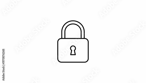 Simple Line Art Icon of a Padlock, Symbolizing Security, Privacy, and Protection
