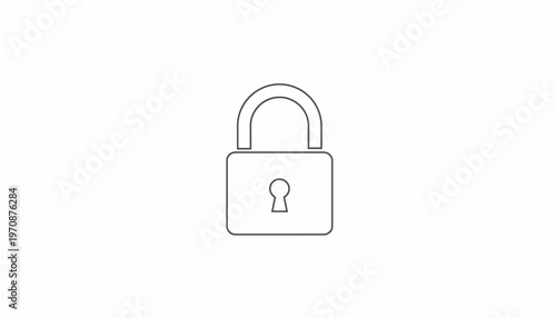 Simple Line Art Icon of a Padlock, Symbolizing Security, Privacy, and Protection