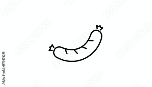 Simple Line Art Icon of a Sausage