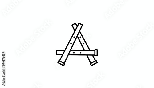 Simple Line Art Illustration of a Wooden Recorder Musical Instrument