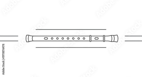 Simple Line Art of a Recorder Flute on White Background