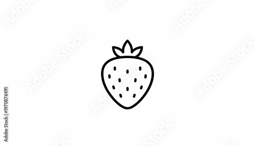 Simple Line Art Strawberry Icon Vector Illustration